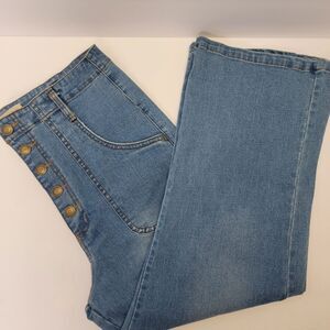 Chelsea & Violet Jeans Womens 27 Button Fly High Rise Cropped Wide Leg 90s Y2K